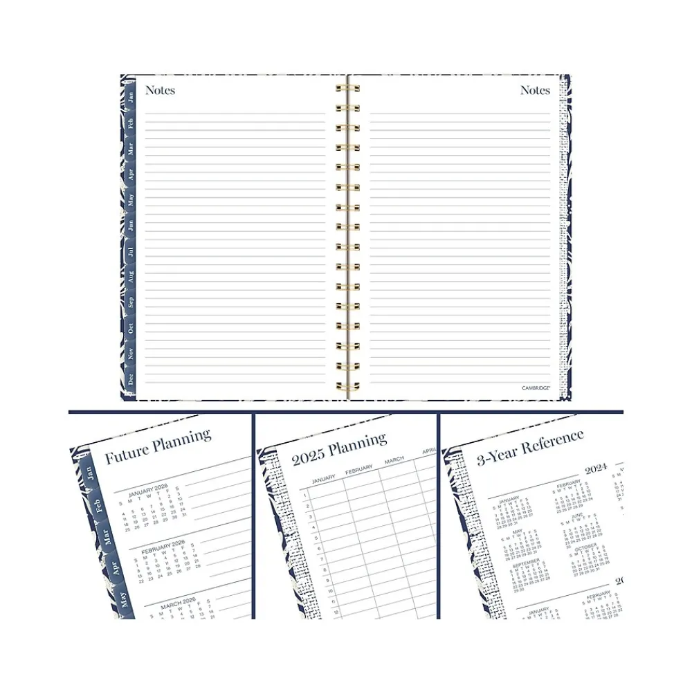 2025 Planners|Cambridge 2025 Blockprint 5.5" x 8.5" Weekly & Monthly Planner, Hardcover, Blue (1724-200-25)