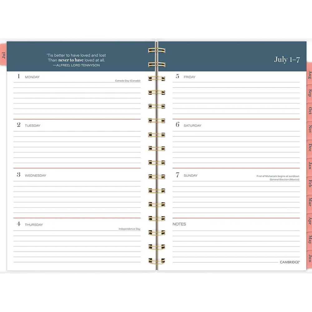 Academic Planners|Cambridge 2024-2025 Bridgette 5.5" x 8.5" Academic Weekly & Monthly Planner, Poly Cover, Multicolor (1712-200A-25)