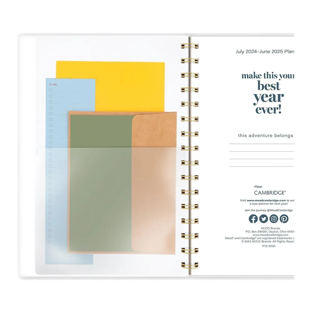 Academic Planners|Cambridge 2024-2025 Bridgette 5.5" x 8.5" Academic Weekly & Monthly Planner, Poly Cover, Multicolor (1712-200A-25)