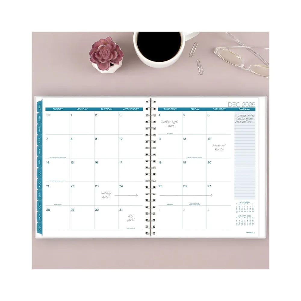 2025 Planners|Cambridge 2025 Glacier 8.5" x 11" Weekly & Monthly Planner, Poly Cover, Blue/Gray (1727-905-25)