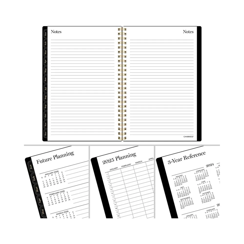 2025 Planners|Cambridge 2025 Radiate 5.5" x 8.5" Weekly & Monthly Planner, Poly Cover, Black/Gold (1725-200-25)