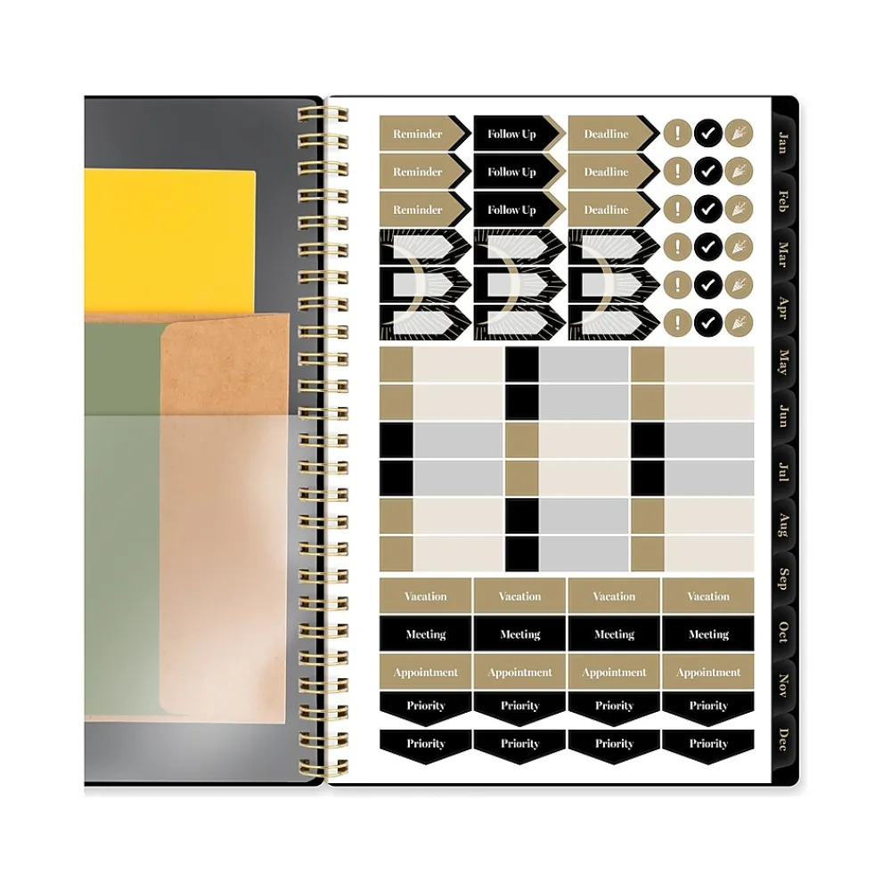 2025 Planners|Cambridge 2025 Radiate 5.5" x 8.5" Weekly & Monthly Planner, Poly Cover, Black/Gold (1725-200-25)