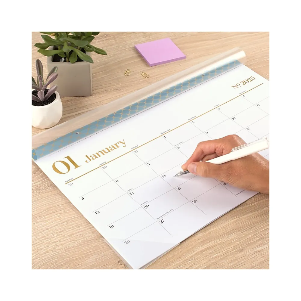 2025 Calendars|Cambridge 2025 WorkStyle 17.75" x 11" Monthly Desk Pad Calendar, Seaside Blue (1606-705-12-25)