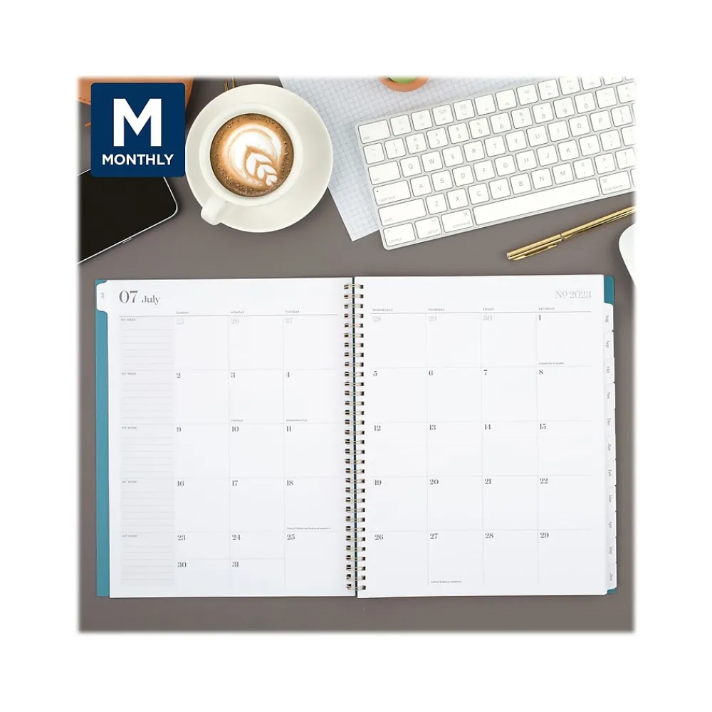 Academic Planners|Cambridge 2023-2024 WorkStyle Balance 8.5" x 11" Academic Weekly & Monthly Planner, Teal/Gold (1606-905A-12-24)