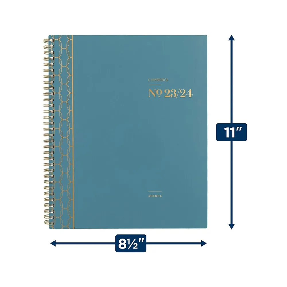 Academic Planners|Cambridge 2023-2024 WorkStyle Balance 8.5" x 11" Academic Weekly & Monthly Planner, Teal/Gold (1606-905A-12-24)