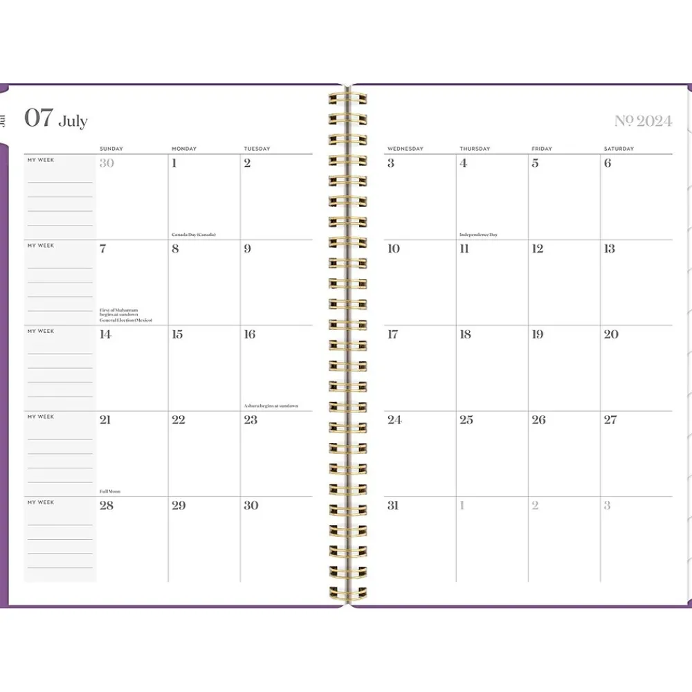 Academic Planners|Cambridge 2024-2025 WorkStyle Balance 5.5" x 8.5" Academic Weekly & Monthly Planner, Poly Cover, Purple Swirl
