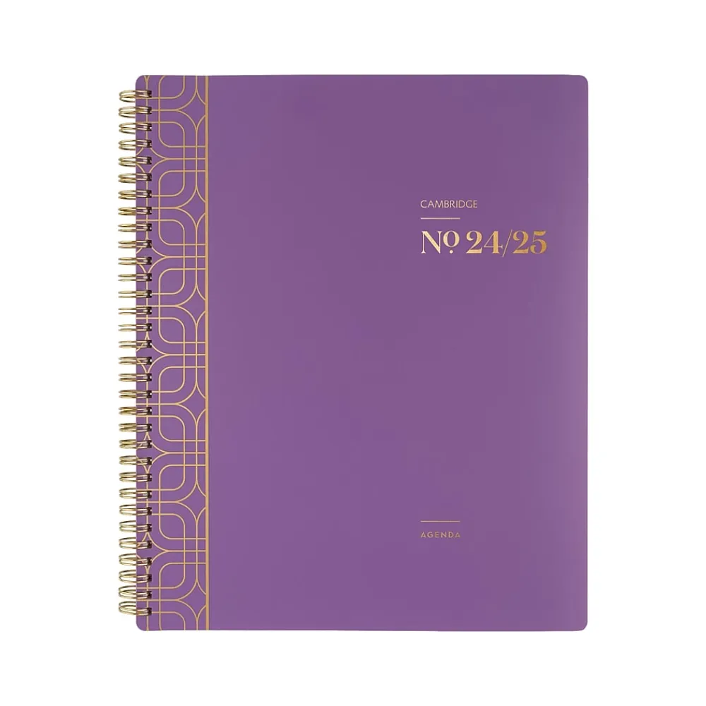 Academic Planners|Cambridge 2024-2025 WorkStyle Balance Purple Swirl 8.5" x 11" Academic Weekly & Monthly Planner, Poly Cover, Purple/Gold