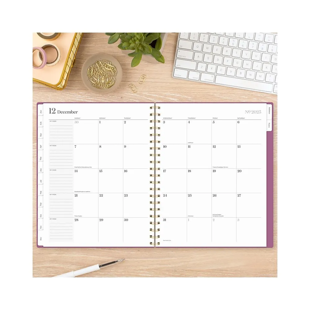 2025 Planners|Cambridge 2025 WorkStyle Balance 8.5" x 11" Weekly & Monthly Planner, Poly Cover, Red Violet/Gold (1606-905-59-25)