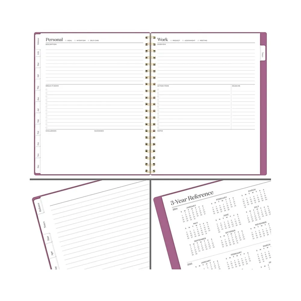 2025 Planners|Cambridge 2025 WorkStyle Balance 8.5" x 11" Weekly & Monthly Planner, Poly Cover, Red Violet/Gold (1606-905-59-25)
