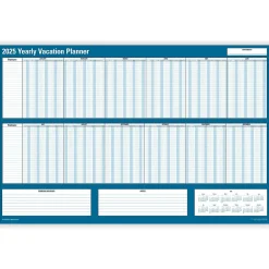 2025 Calendars|ComplyRight 2025 36" x 24" Yearly Dry Erase Wall Calendar, Vacation, Blue/White (J1712)