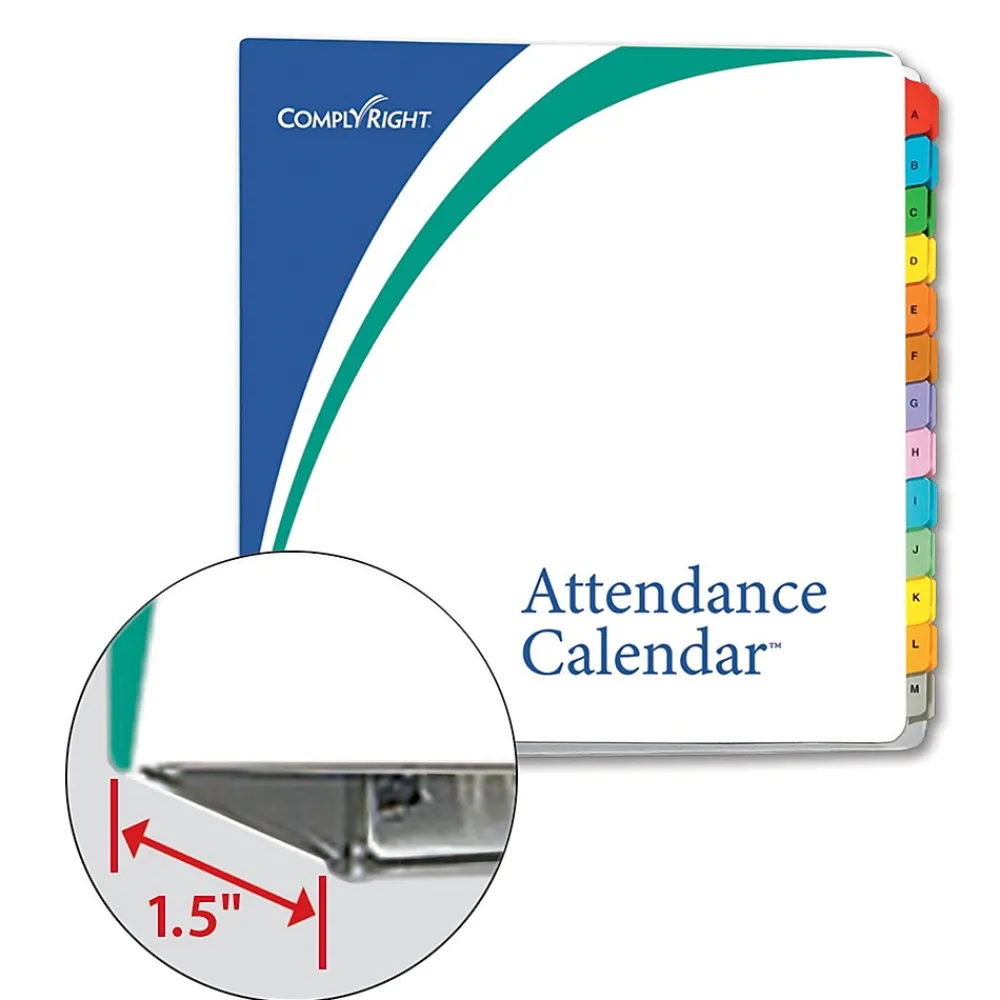 2025 Calendars|ComplyRight 2025 Attendance Tracker 36" x 24" Yearly Dry Erase Wall Calendar, Blue/White (A0101)