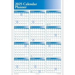 2025 Calendars|ComplyRight 2025 Full Calendar Planner 36" x 24" Yearly Dry Erase Wall Calendar, Blue (J0056BL)