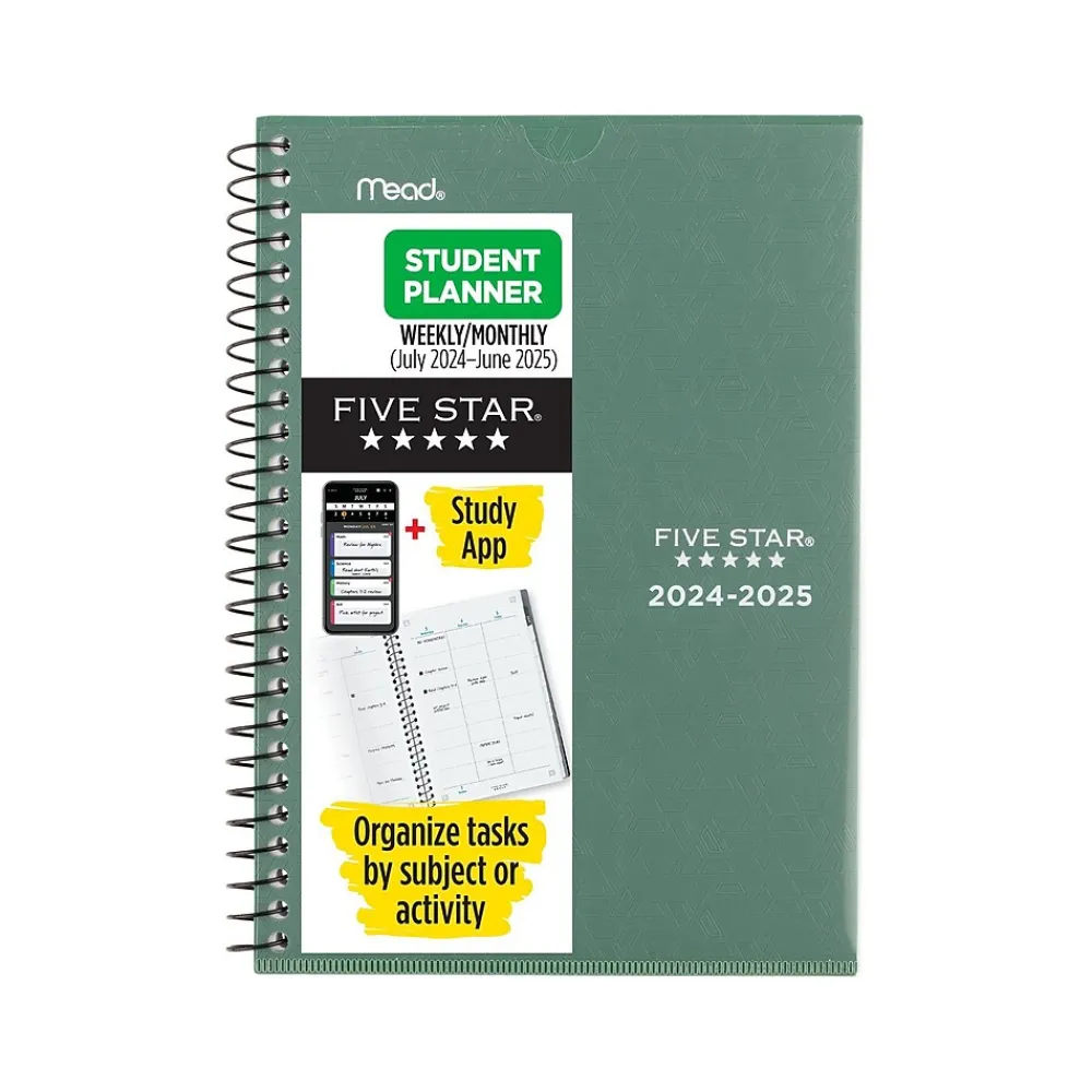 Academic Planners|Five Star 2024-2025 5.5" x 8.5" Academic Weekly & Monthly Customizable Planner, Poly Cover, Assorted Colors (CAW451-00-25)