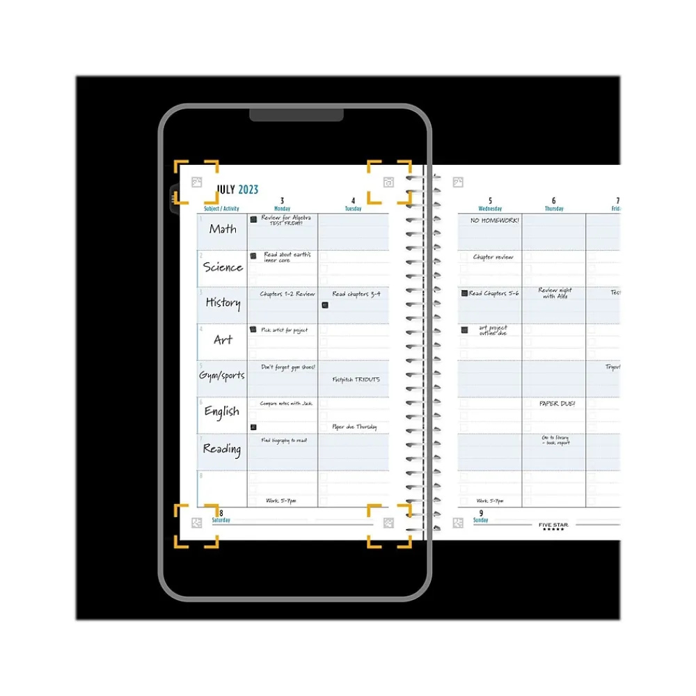Academic Planners|Five Star 2024-2025 5.5" x 8.5" Academic Weekly & Monthly Customizable Planner, Poly Cover, Assorted Colors (CAW451-00-25)