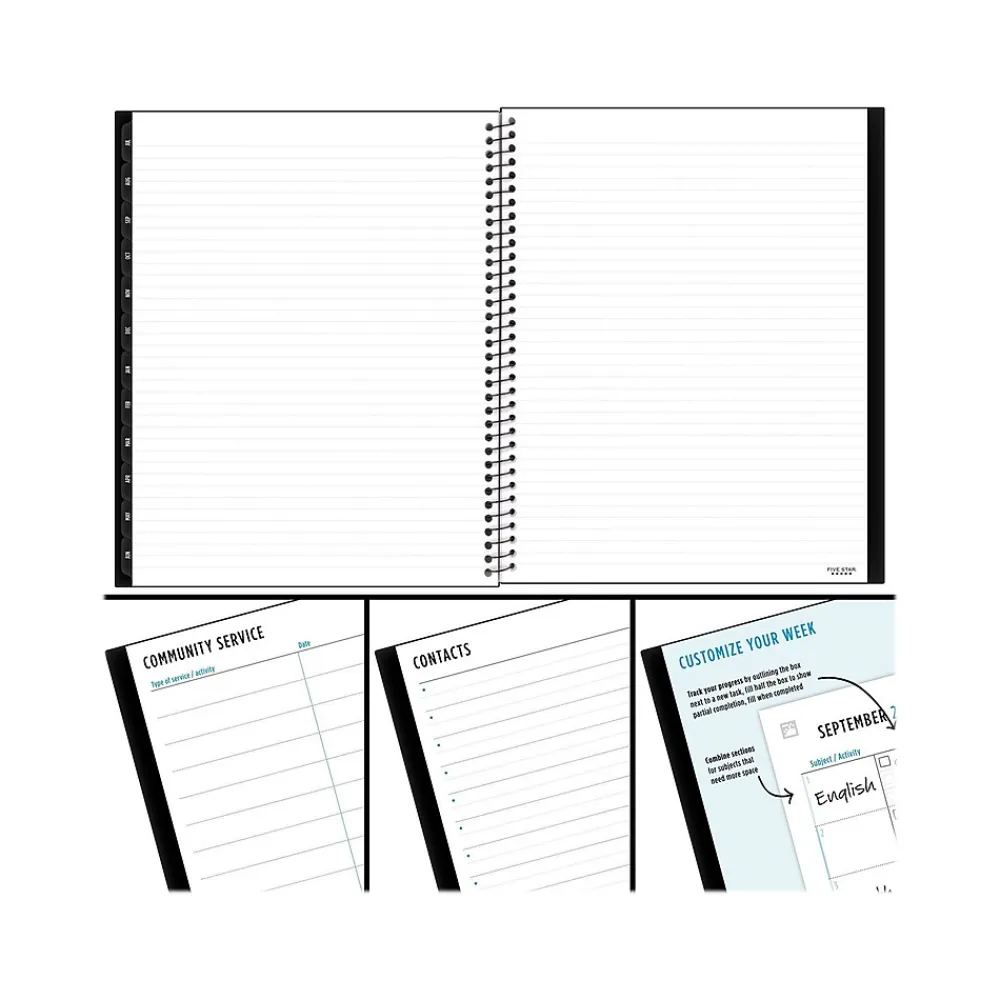 Academic Planners|Five Star 2024-2025 8.5" x 11" Academic Weekly & Monthly Customizable Planner, Poly Cover, Assorted Colors (CAW651-00-25)