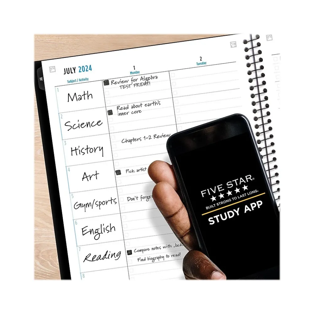 Academic Planners|Five Star 2024-2025 8.5" x 11" Academic Weekly & Monthly Customizable Planner, Poly Cover, Assorted Colors (CAW651-00-25)