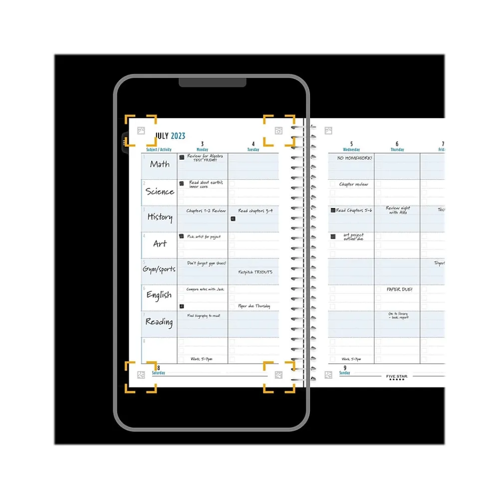Academic Planners|Five Star 2024-2025 8.5" x 11" Academic Weekly & Monthly Customizable Planner, Poly Cover, Assorted Colors (CAW651-00-25)
