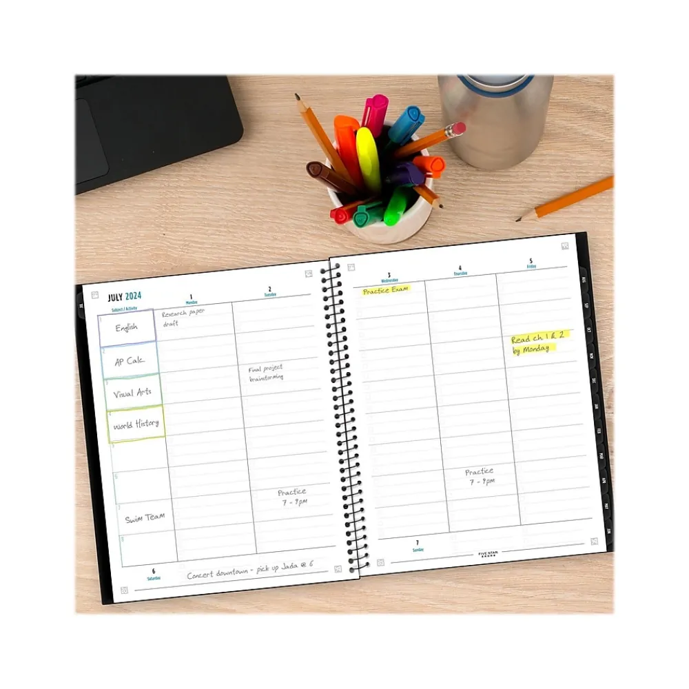 Academic Planners|Five Star 2024-2025 8.5" x 11" Academic Weekly & Monthly Customizable Planner, Poly Cover, Assorted Colors (CAW651-00-25)