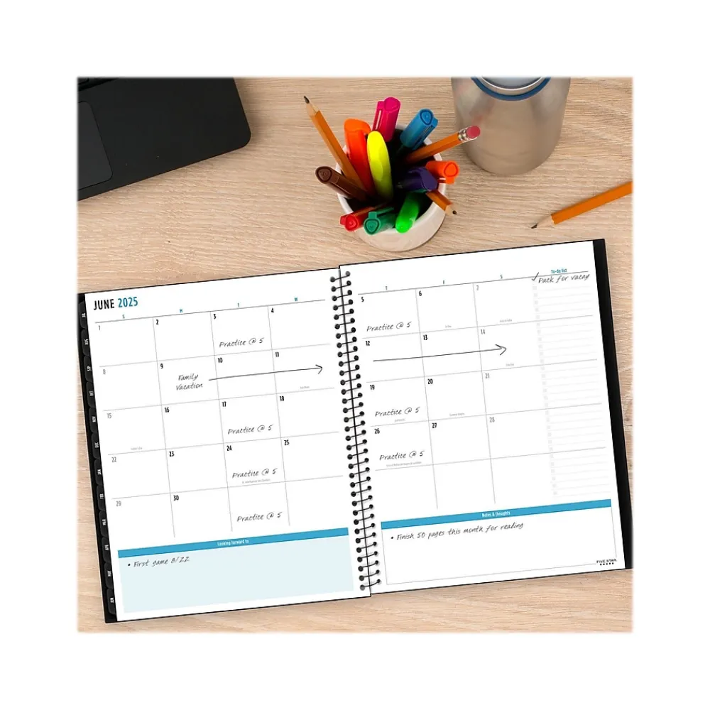 Academic Planners|Five Star 2024-2025 8.5" x 11" Academic Weekly & Monthly Customizable Planner, Poly Cover, Assorted Colors (CAW651-00-25)
