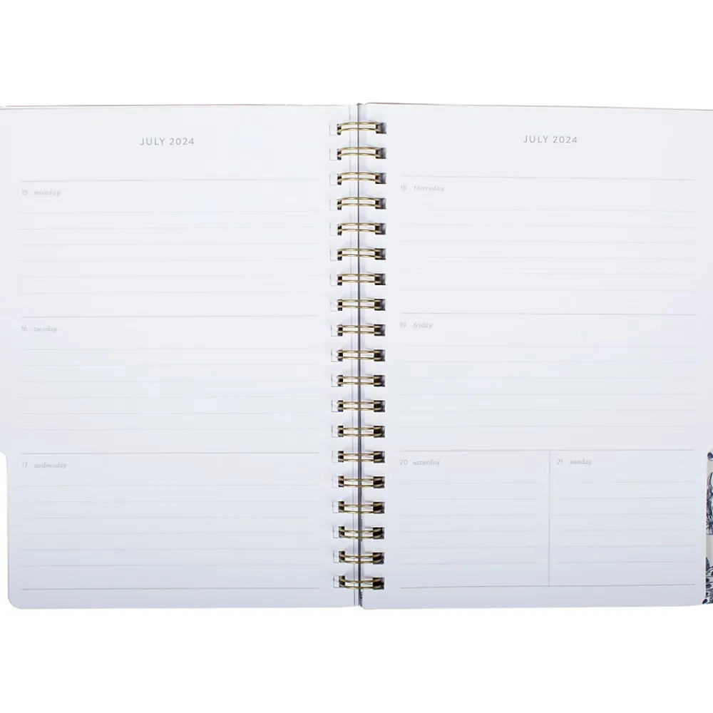 Academic Planners|Fringe 2024-2025 Chinoiserie 7.5" x 10.25" Academic Weekly & Monthly Planner, Paper Cover, White/Navy Blue (529301FSC)