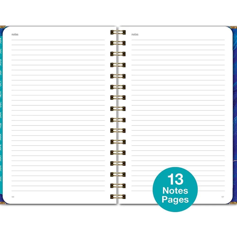 Academic Planners|Global Printed Products 2024-2025 Blue Marble 5.5" x 8" Academic Weekly & Monthly Planner, Paper Cover, Blue/Gold (AY24-07-S)
