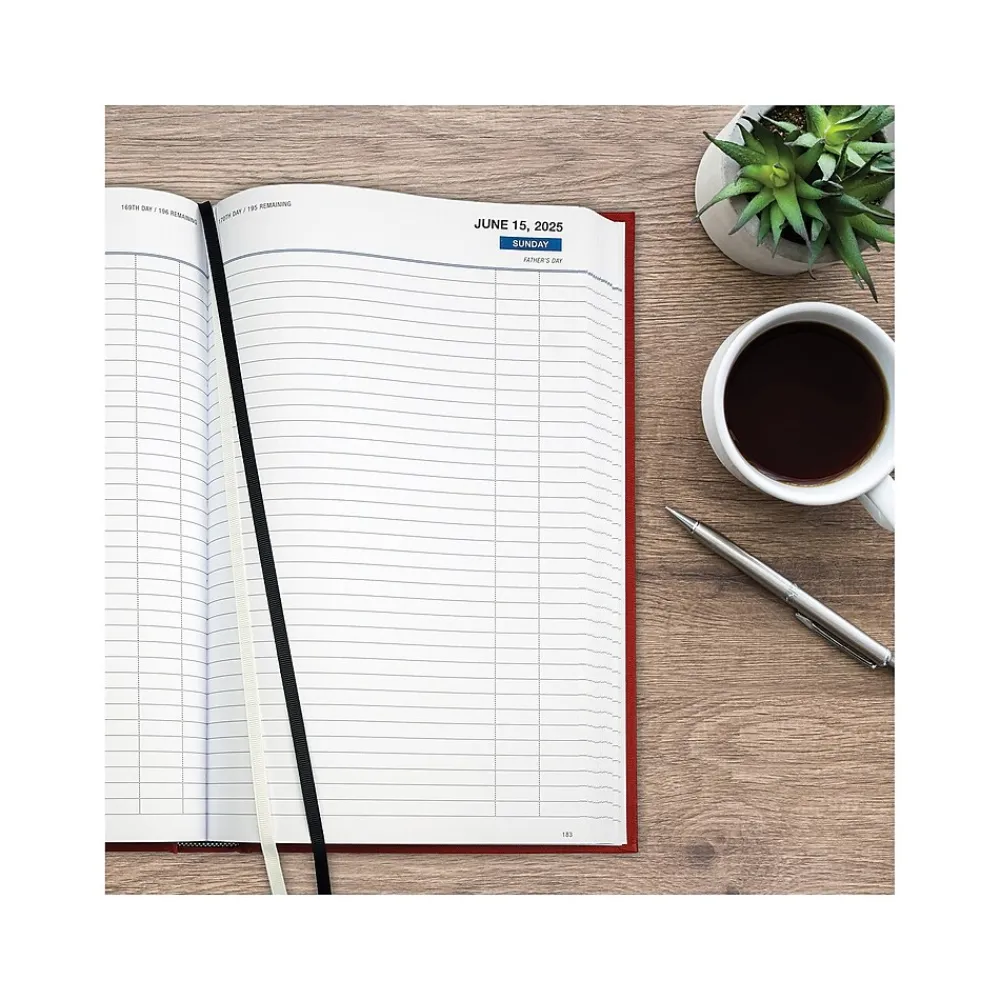 2025 Planners|Global Printed Products 2025 8" x 12.5" Daily Planner, Cardboard Cover, Red (SPLS-SDCY25-RD)