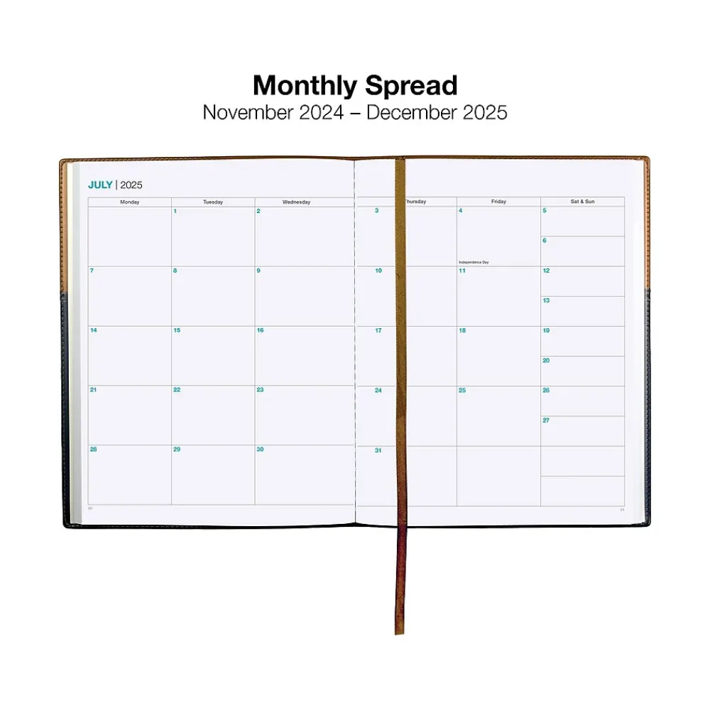 2025 Planners|Global Printed Products 2025 8" x 10" Weekly & Monthly Planner, Faux Leather Cover, Black/Brown (SPLS25-BRN810)