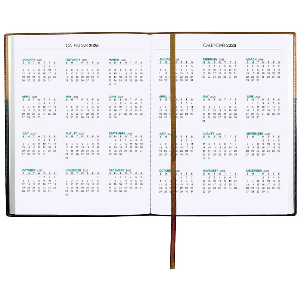 2025 Planners|Global Printed Products 2025 8" x 10" Weekly & Monthly Planner, Faux Leather Cover, Black/Brown (SPLS25-BRN810)