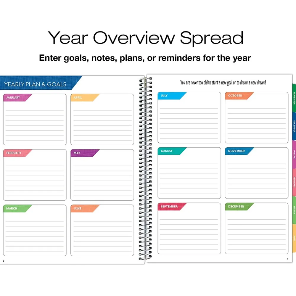 2025 Planners|Global Printed Products 2025 8.5" x 11" Weekly & Monthly Planner, Plastic Cover, Purple/Blue (LAMF-RY25-35)