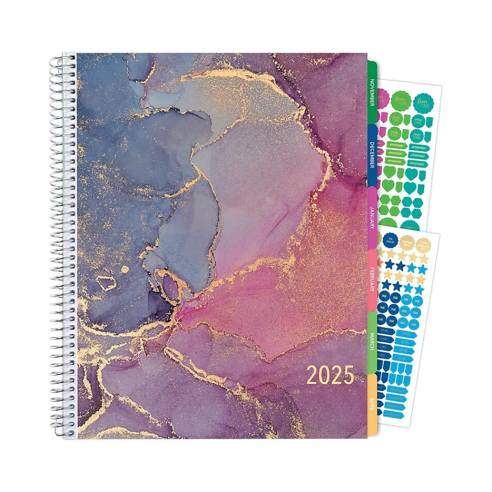 2025 Planners|Global Printed Products 2025 8.5" x 11" Weekly & Monthly Planner, Plastic Cover, Purple/Blue (LAMF-RY25-35)