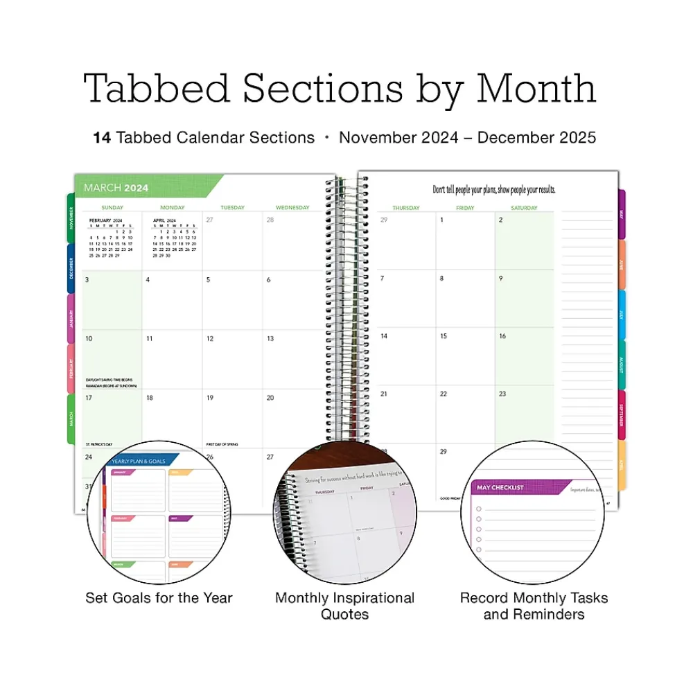 2025 Planners|Global Printed Products 2025 8.5" x 11" Weekly & Monthly Planner, Plastic Cover, Multicolor (SPLS25-DCY-6)