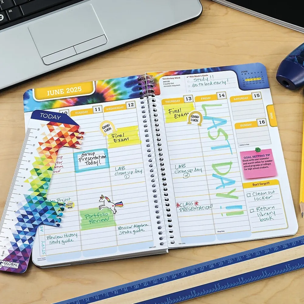 Academic Planners|Global Printed Products 2024-2025 5.5" x 8.5" Academic Year Planner, Paper Cover, Multicolor (AY24SM558505-CP)