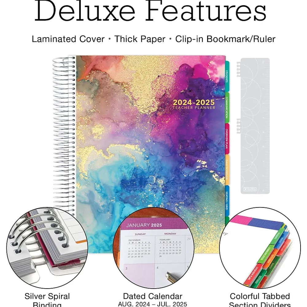 Academic Planners|Global Printed Products 2024-2025 Deluxe Teacher 8.5" x 11" Academic Year Planner, Paper Cover, Multicolor (DTP-AY24-0012)