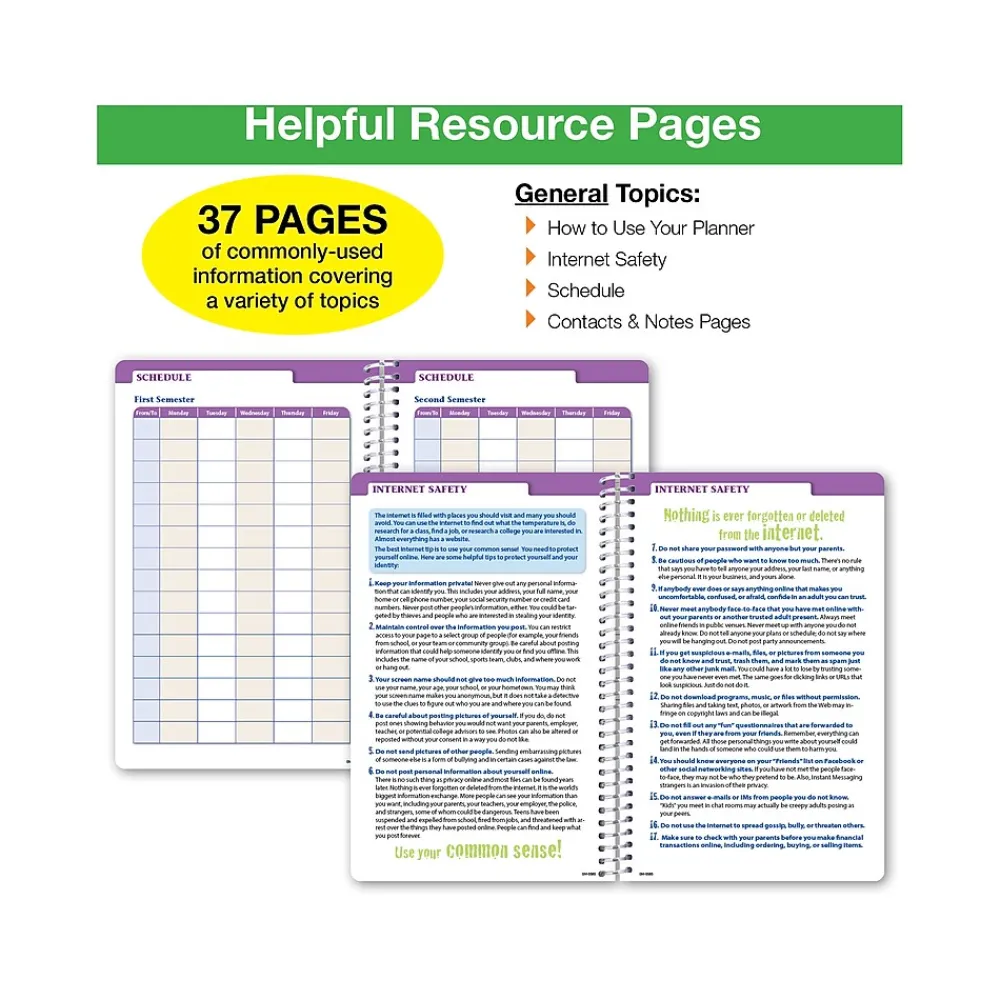 Academic Planners|Global Printed Products 2024-2025 GPP 5.5" x 8.5" Weekly & Monthly Student Planner, Paper Cover, Multicolor, 40/Pack (AY24SM558501-CP)