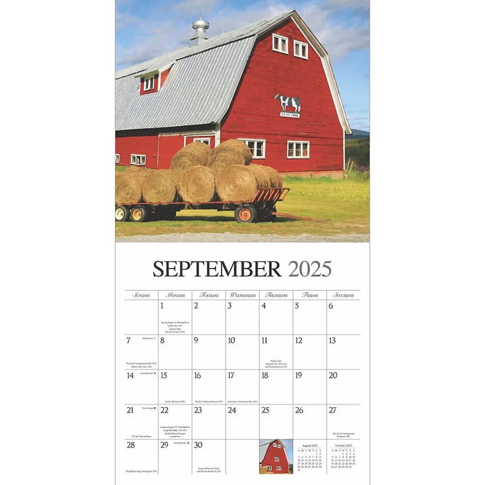 2025 Calendars|BrownTrout 2025 Hopper Studios Beckoning Barns 12" x 24" Monthly Square Wall Calendar, (9781773728117)