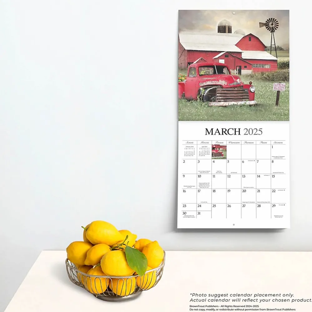 2025 Calendars|BrownTrout 2025 Hopper Studios Beckoning Barns 12" x 24" Monthly Square Wall Calendar, (9781773728117)
