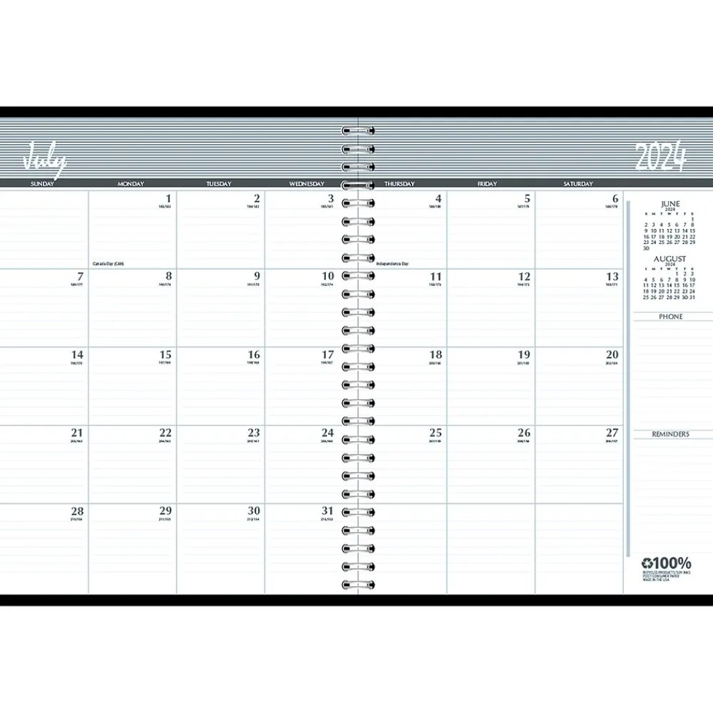 Academic Planners|House of Doolittle 2024-2025 8.5" x 11" Academic Monthly Planner, Leatherette Cover, Black (26502-25)