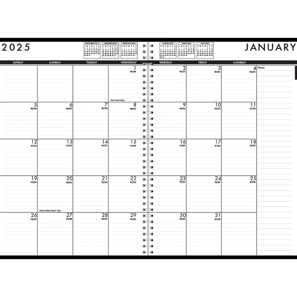 2025 Planners|House of Doolittle 2025 7" x 10" Daily & Monthly Planner, Faux Leather Cover, Black (289632-25)