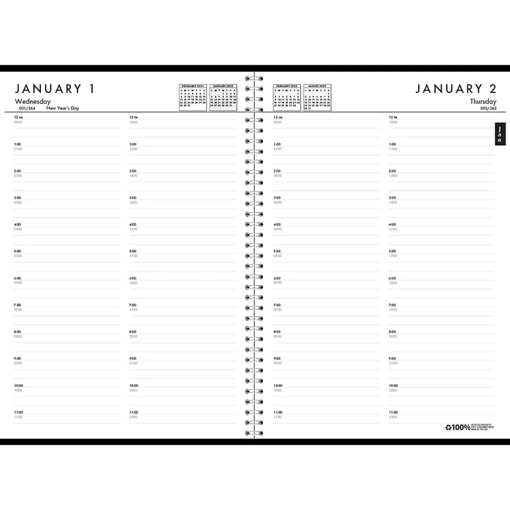 2025 Planners|House of Doolittle 2025 7" x 10" Daily & Monthly Planner, Faux Leather Cover, Black (289632-25)