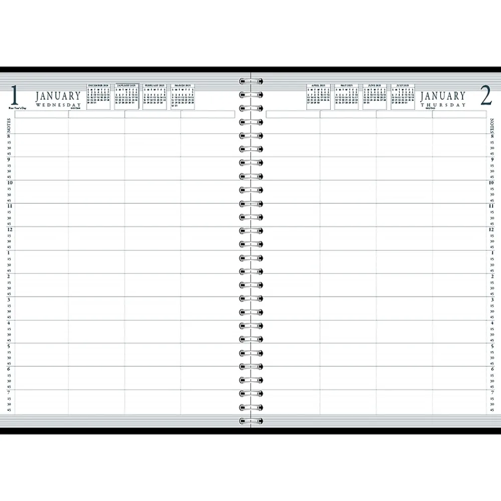 2025 Planners|House of Doolittle 2025 8.5" x 11" Daily 4-Person Group Practice Planner, Faux Leather Cover, Black (28202-25)