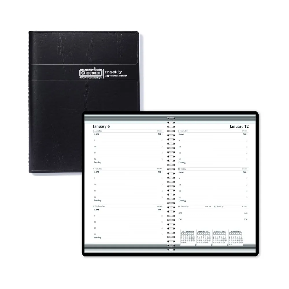 2025 Planners|House of Doolittle 2025 5" x 8" Weekly Appointment Book, Leatherette Cover, Black (27802-25)