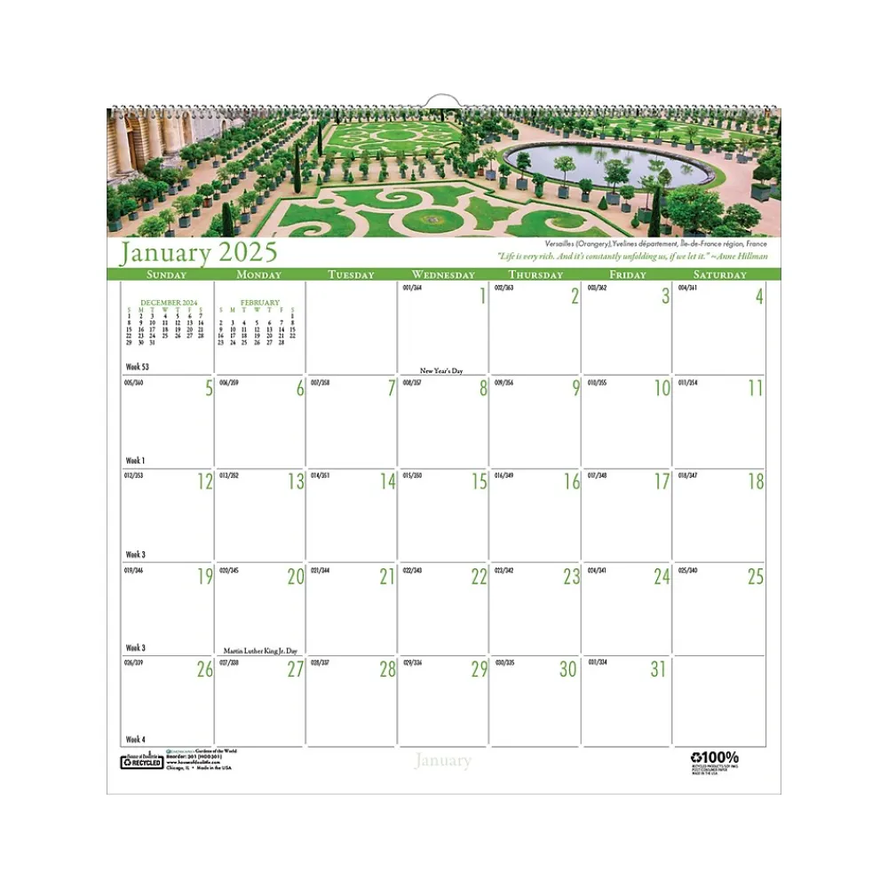 2025 Calendars|House of Doolittle 2025 Gardens 12" x 12" Monthly Wall Calendar (301-25)