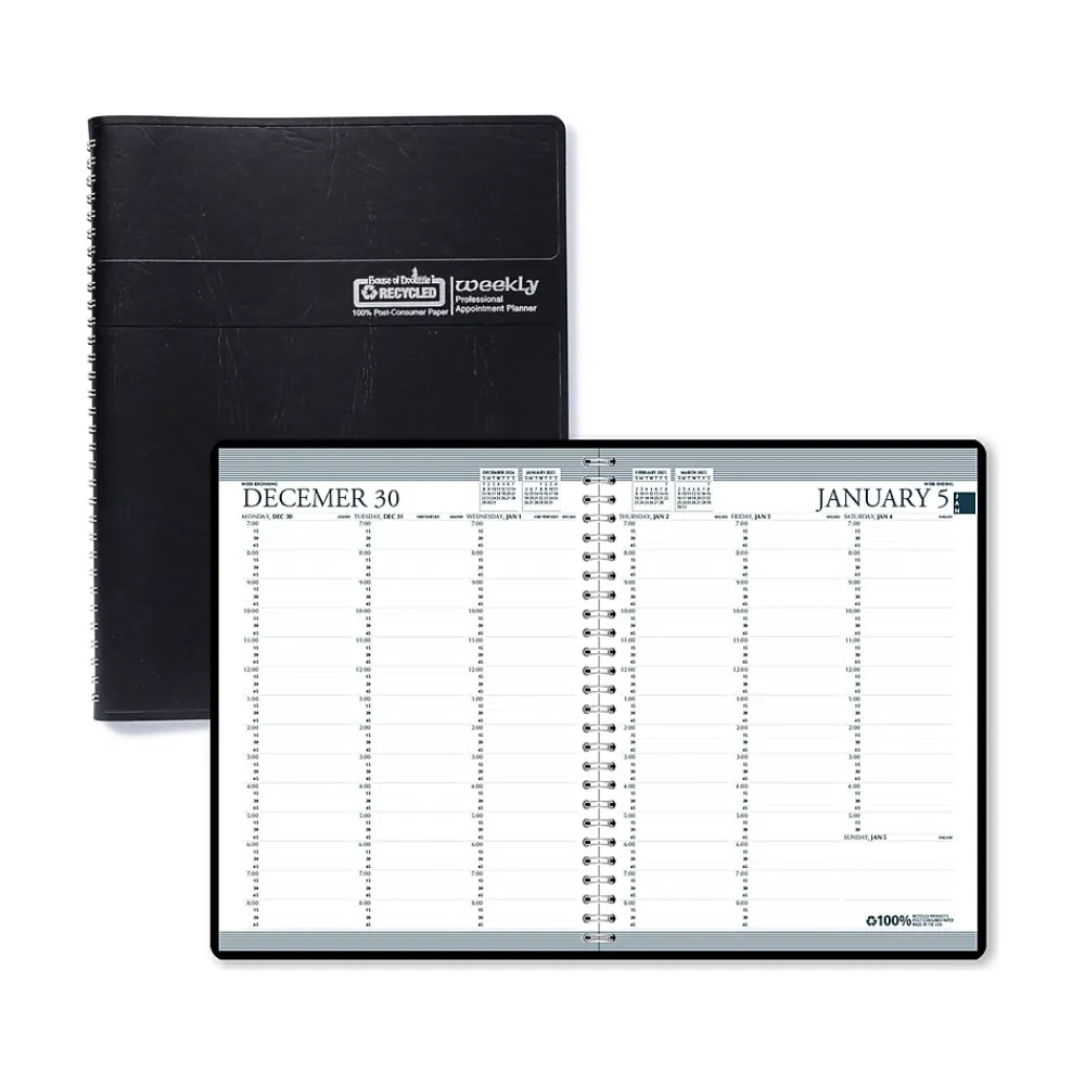 2025 Planners|House of Doolittle 2025 Professional 8.5" x 11" Weekly Appointment Book, Leatherette Cover, Black (27202-25)