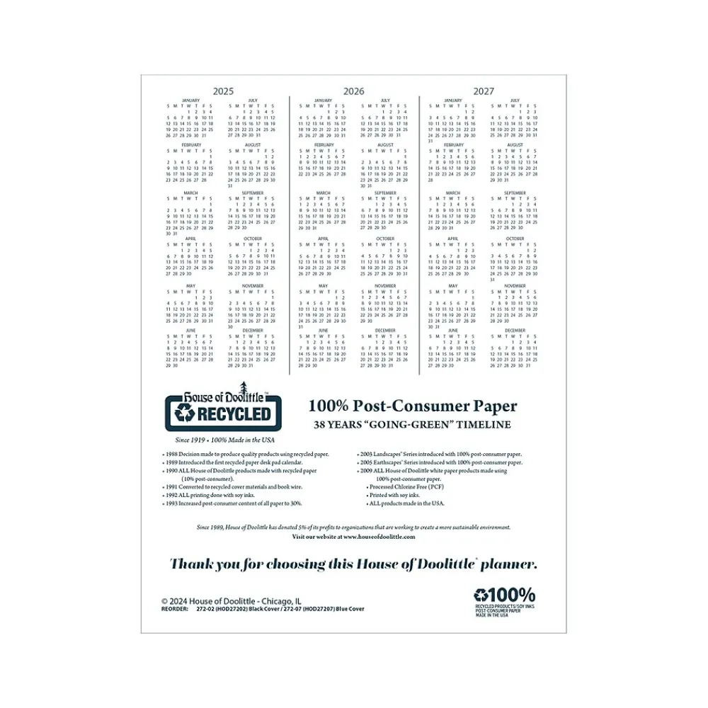 2025 Planners|House of Doolittle 2025 Professional 8.5" x 11" Weekly Appointment Book, Leatherette Cover, Black (27202-25)