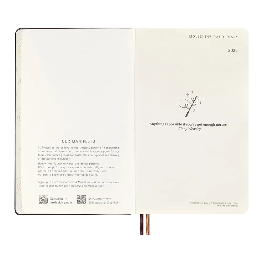 2025 Planners|Moleskine 2025 Limited Edition Harry Potter Accio 5" x 8.25" Daily Planner, Bordeaux Red (DHP12DC3Y25)