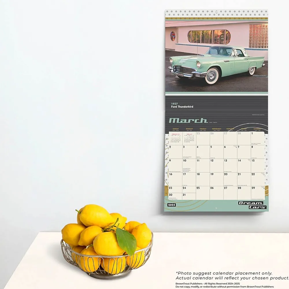 2025 Calendars|BrownTrout 2025 Motor Club Dream Cars 12" x 24" Monthly Square Wall Calendar, (9781975479619)