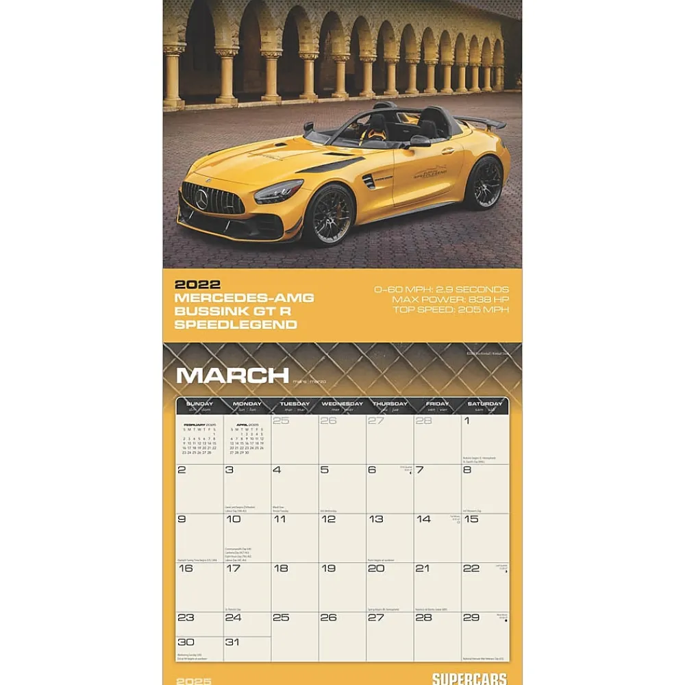 2025 Calendars|BrownTrout 2025 Motor Club Supercars 12" x 12" Monthly Square Wall Calendar (9781975477844)