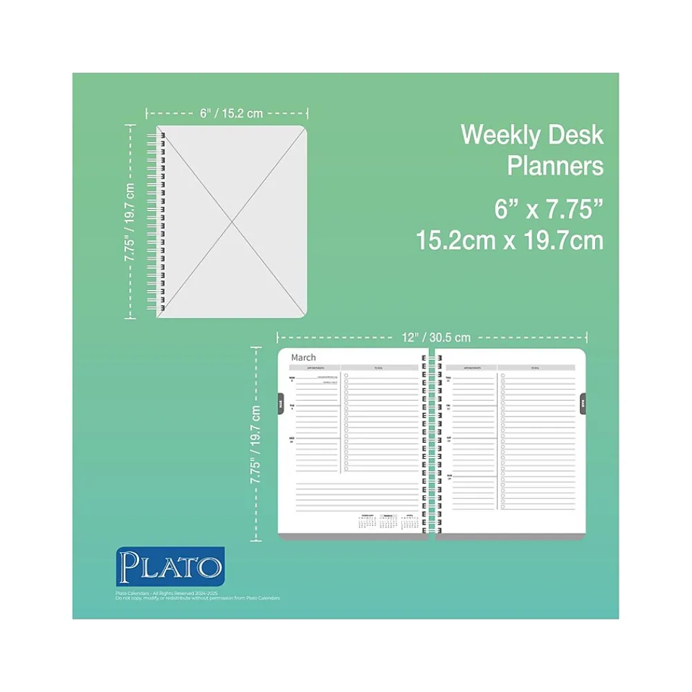 Academic Planners|Plato 2024-2025 6" x 7.75" Academic & Calendar Weekly Planner, Paperboard Cover, Solid Black (9781975480349)
