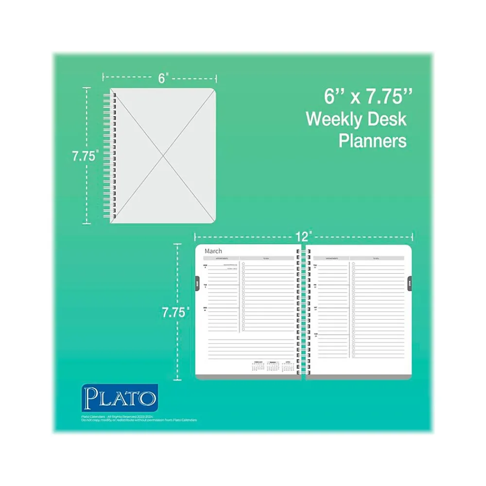 Academic Planners|Plato 2024 Seaside Currents 6" x 7.75" Academic & Calendar Weekly Planner, Paperboard Cover, Blue/Pink (9781975470579)