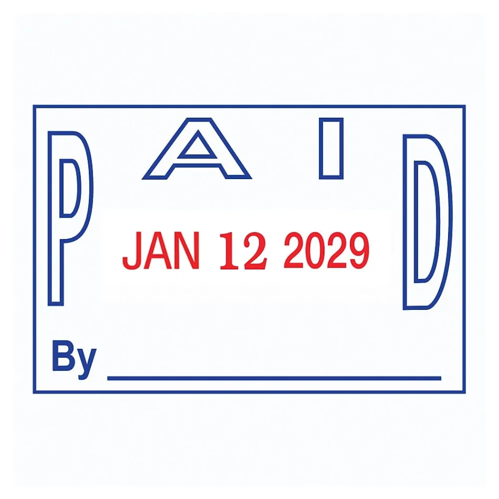 Stamps & Stamp Pads|2000 Plus 2-Color Paid Dater, Blue and Red Ink (011033)